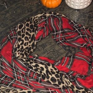Plaid & animal print scarf